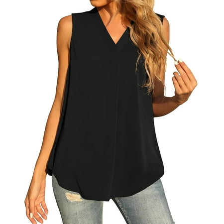 

nsendm 3xl Maternity Clothes Women Summer Elegant Top Shirts Sleeveless Chiffon Tank Tops Blouse Loose Layering Top Women Vest Black Small
