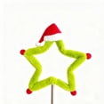 thumbnail image 2 of Hovilon Christmas Tree Topper Star Soft Plush Green Star Ornament with Mini Santa Hat, Holiday Xmas Tree Top Decoration for Indoor Home Party Shop Window Fireplace Winter Scene Display, 11.81 Inches, 2 of 7