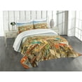 thumbnail image 3 of Ambesonne Travel Quilted Bedspread Set 3 Pcs, Havana City Houses, King Size, Multicolor, 3 of 5