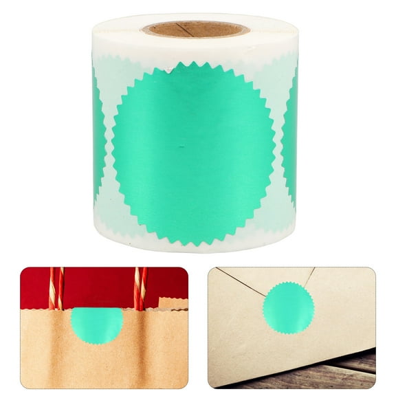 Soimiss 250Pcs Green Serrated Edge Envelope Seal Stickers for Graduation and Wedding Use
