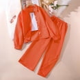 thumbnail image 2 of Cethrio Girls Long Sleeve Outfit Sets, 2 PC Lapel Collar Casual Shirts and Pants Sets Orange Size 10-12, 2 of 5