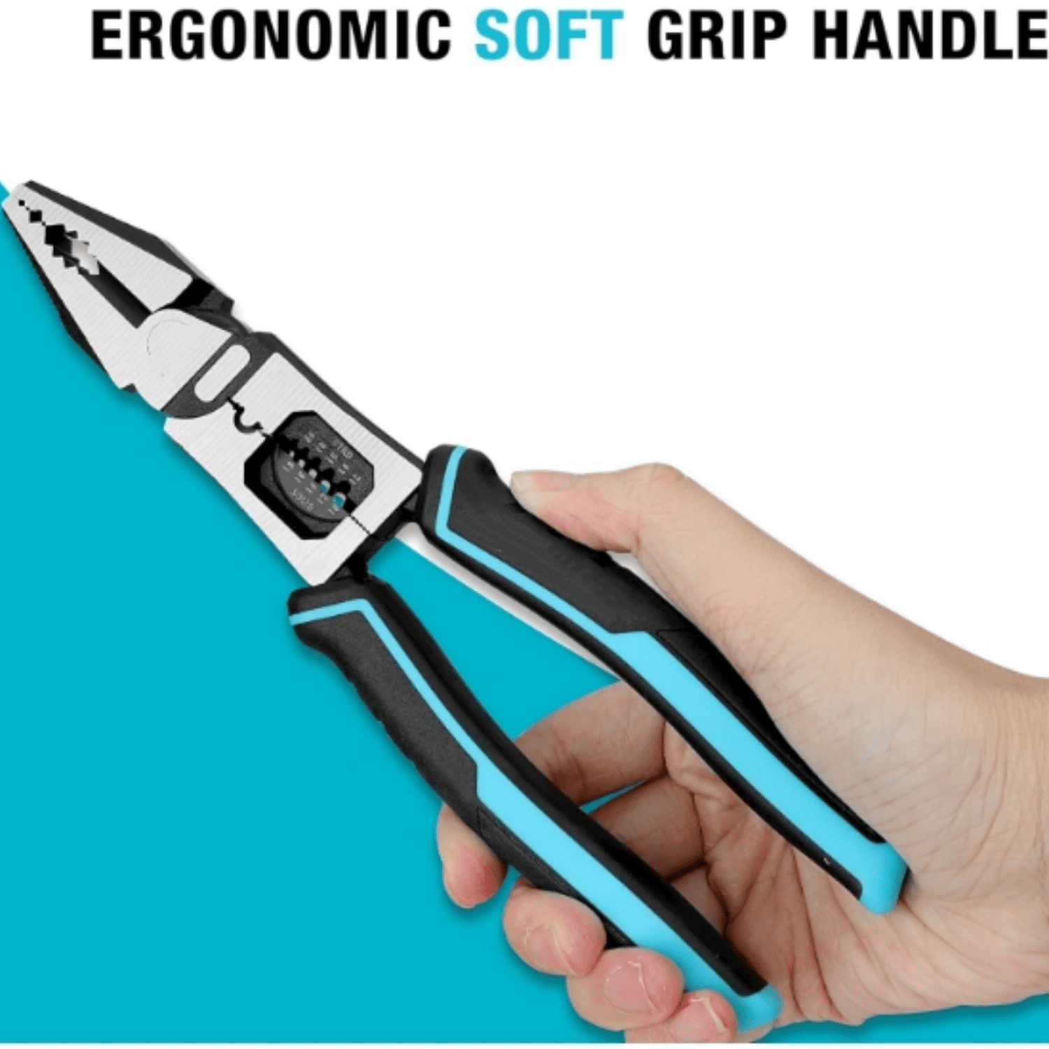 3PCS Pliers Set, Large 6 in 1 Multifunctional Wire Stripper Crimper Cutter, 8.5" Long Nose Pliers, 8.5" Linesman Pliers, 8" Diagonal Side Cutting