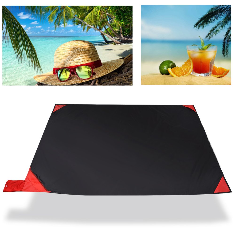 Perfect Pocket Size Packable Beach Blanket，WADEO Portable Picnic Mat