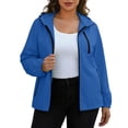 thumbnail image 7 of Lmueinov Womens Packable Hooded Rain Jacket Windbreaker Zip Up Elastic Cuffs Lightweight Foldable Casual Outerwear with Storage Pouch for Travel Outdoor, 7 of 7