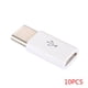 thumbnail image 5 of Moyic 10 piezas Universal tipo C macho a Micro USB hembra adaptador compatible con sincronización de datos convertidor de carga USB-C Teléfono y Comunicación blanco 10 piezas, 5 of 5