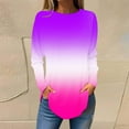 thumbnail image 2 of QATAINLAV Womens Casual Loose Long Sleeve Shirts Plus Size Round Neck Pullover Tops Cute Gradient Print Tunic Blouse Purple L, 2 of 6