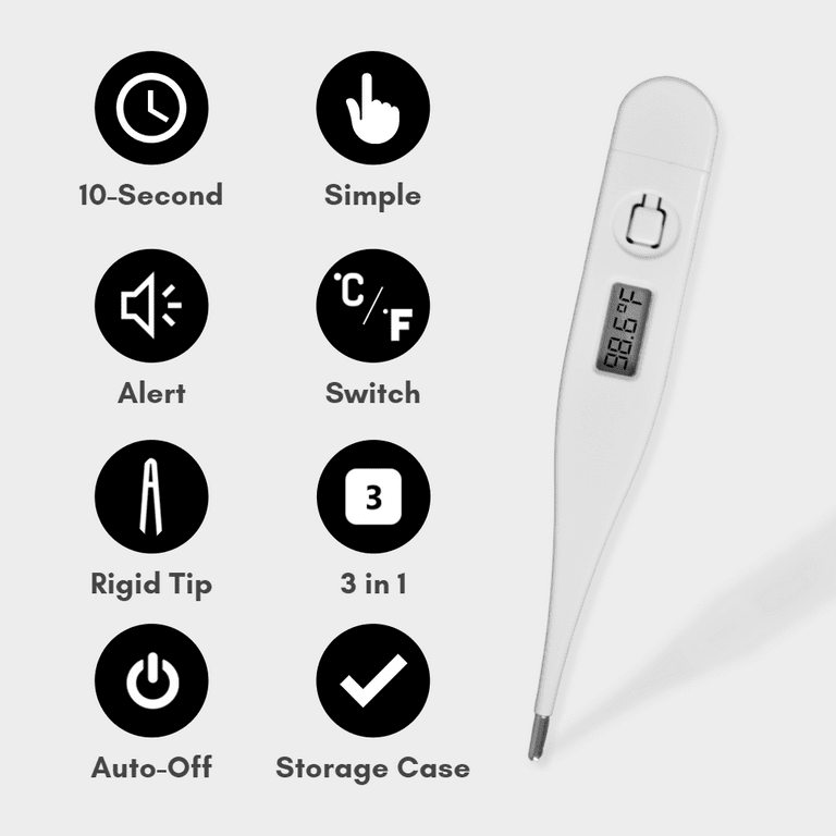 BV Medical Basic 10 Second Digital Thermometer with Storage Case 