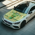 thumbnail image 3 of Uorisanigo Green Hat Gold Coin Irish Flag Color Print Car Hood Cover Waterproof Elastic Car Hood Flag Cover Comfortable Fashion Suitable Most Automotive Pickup Sedans Trucks SUVs, 3 of 7