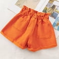 thumbnail image 6 of NAISIBABY Girls Denim Shorts, Ruffles High Rise Soft Stretch with Pockets Summer Fashion Jean Shorts Orange Size 10, 6 of 6