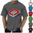 Mens TShirts 2024 Football Stadium Print Fashion Short Sleeve Crew