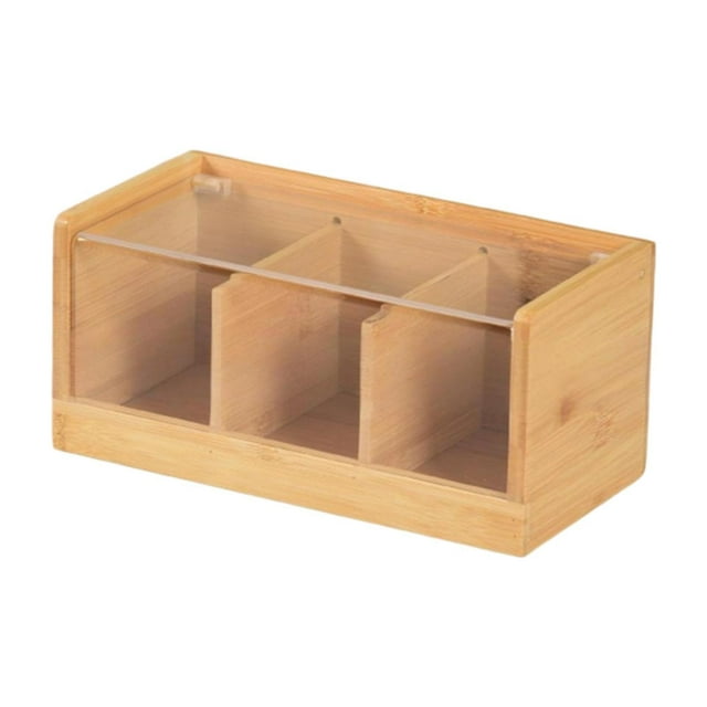 simhoa Bamboo Tea Bag Organizer Container for Household Apartment Housewarming Gift 3 Grids