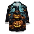 thumbnail image 3 of Mens Shirts Casual 3D Halloween Printing Long Sleeve Button Down Lapel Dress Blouse Outdoor Comfortable Loose Fall Tops Dark Blue XXXL, 3 of 5