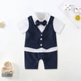 thumbnail image 2 of Baby Onesies Boy Newborn Baby Boy Gentleman Romper Tuxedo One-Piece Outfit with Bow Tie Short Sleeve Formal Wear, 2 of 9
