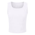 thumbnail image 6 of COMVALUE Women Built-in Bra Tank Tops Sleeveless Crewneck Rib Knit Shirts Slim Fit Basic Tee Tops (White, XXL), 6 of 7