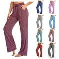 thumbnail image 3 of Womens Yoga Pants Wide Leg Lounge Pants with Pockets Drawstring Loose Long Workout Trousers, 3 of 3
