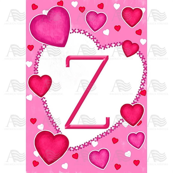 America Forever Flags Monogram Letter Z House Flag - Happy Valentine's Day - 28 x 40 Inches, Holiday Love Hearts Valentine House Flag, Seasonal Yard Outdoor Decorative Double Sided Flag