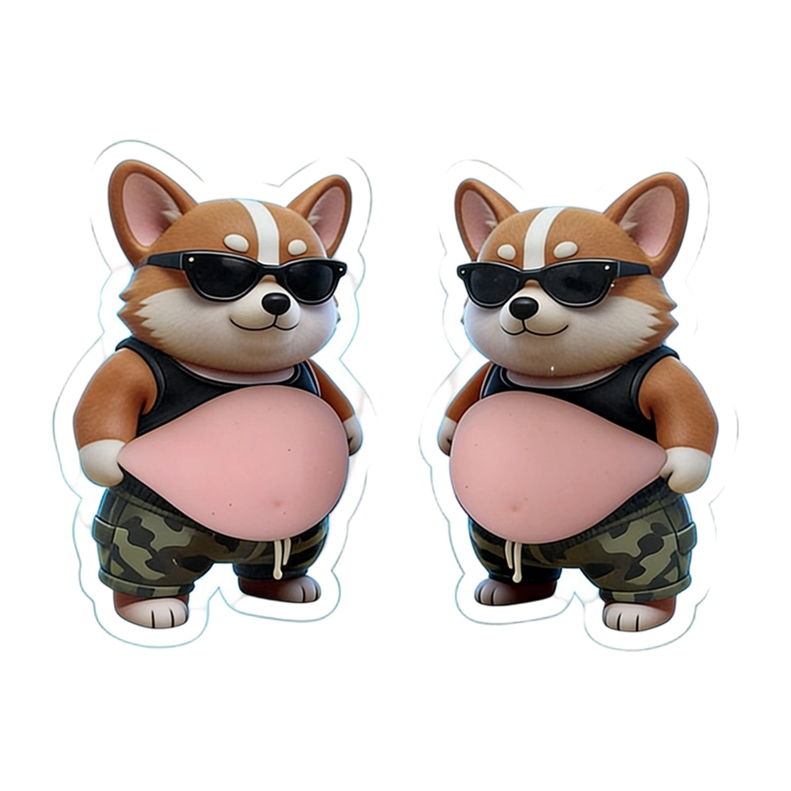 20 Pcs 3D Shiba Inu Dog Belly Stickers, Super Soft Silicone Anti-Collision Stickers, Cute Dog Belly Sticker as Car Door Protector, Table Edge Protector & Cute Decor Sticker for Home and Car