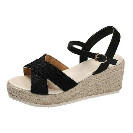

Jungdeepe Women s Summer Fashion Ethnic Style Wedge Open Toe Woven Sandals Outdoor Lightweight One Line Shoes Sandals Beach Sandals Women Size 6 Wide Sketches Sandals Womens Sandals Cork Sandals