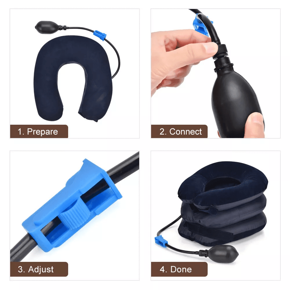 YIYUN Inflatable Neck Stretcher & Traction Pillow – Portable Cervical Relief for Pain, Stress & Muscle Tension – Home, Office & Travel Use.