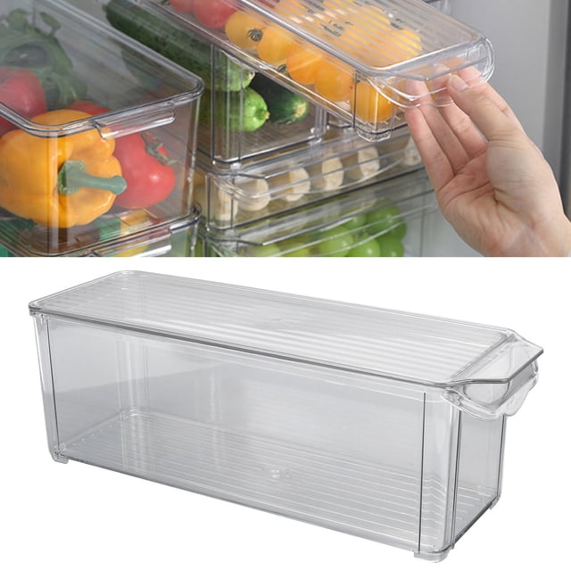 Stackable Pantry Storage Bins, Fruit Storage Containers for Storage Clear Fridge Organizer Stackable Refrigerator Organizer Bins for Food Drinks Vegetable Storage