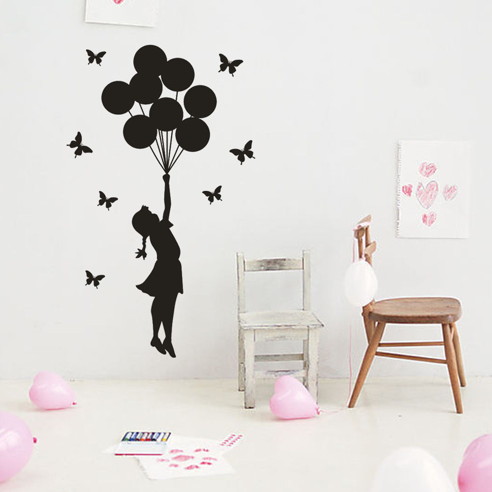 Cartoon Girl Balloon Wall Sticker Decal Decor Vinyl Removable Home Room Wall Art 
