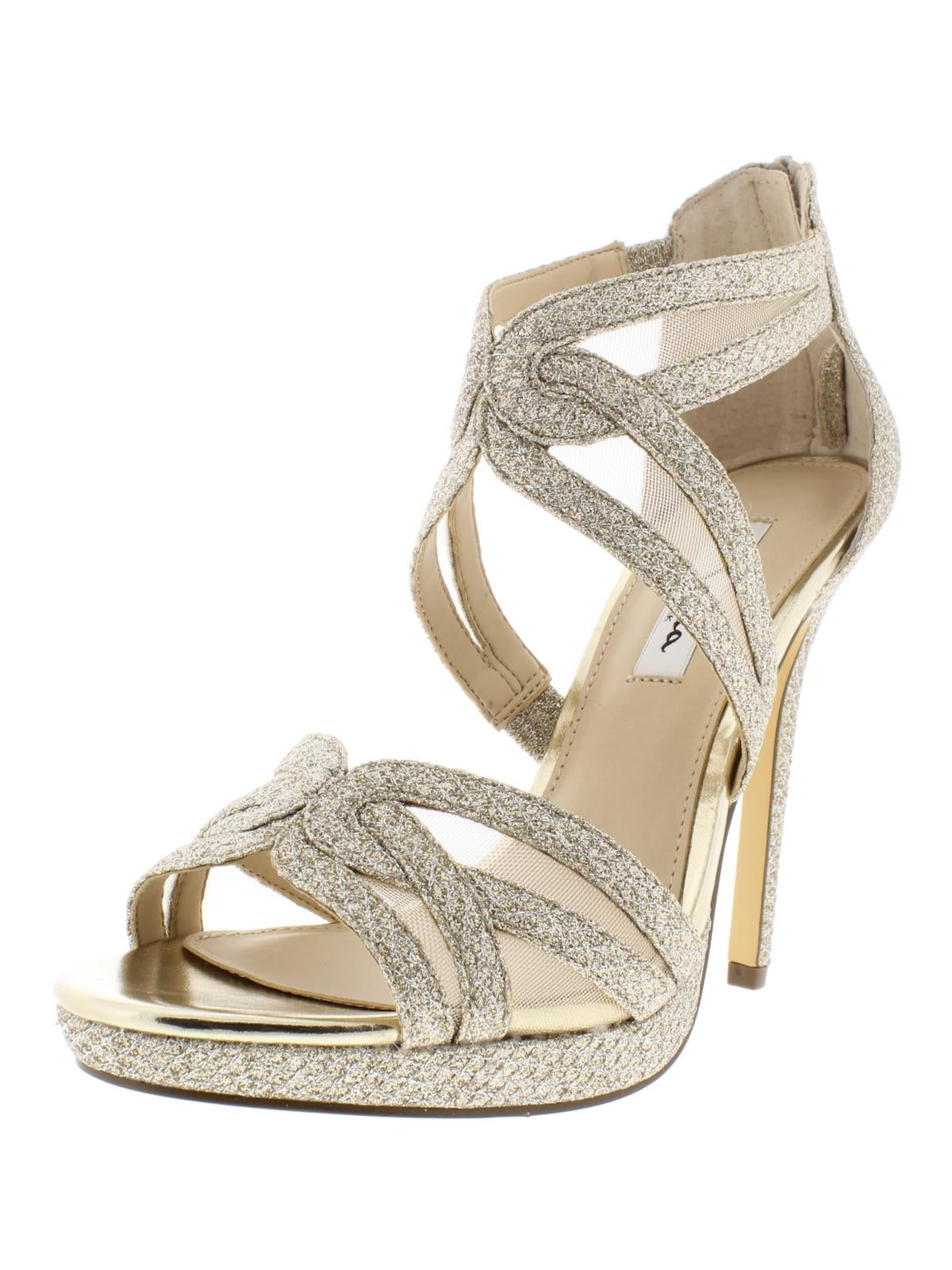 gold medium heel sandals