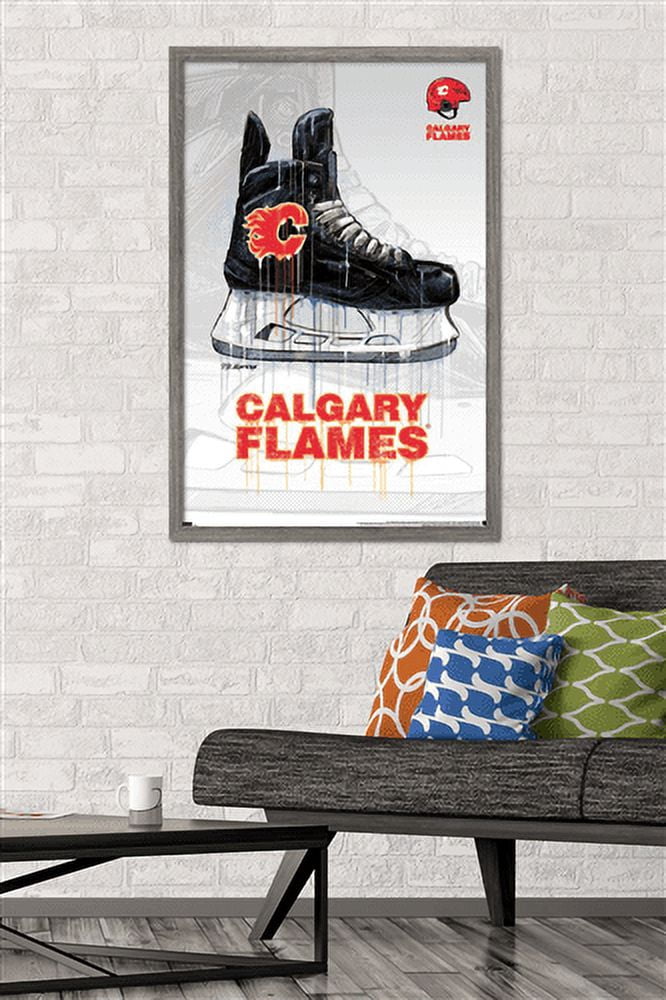 NHL Calgary Flames - Drip Skate 21 Wall Poster, 22.375" x 34", Framed