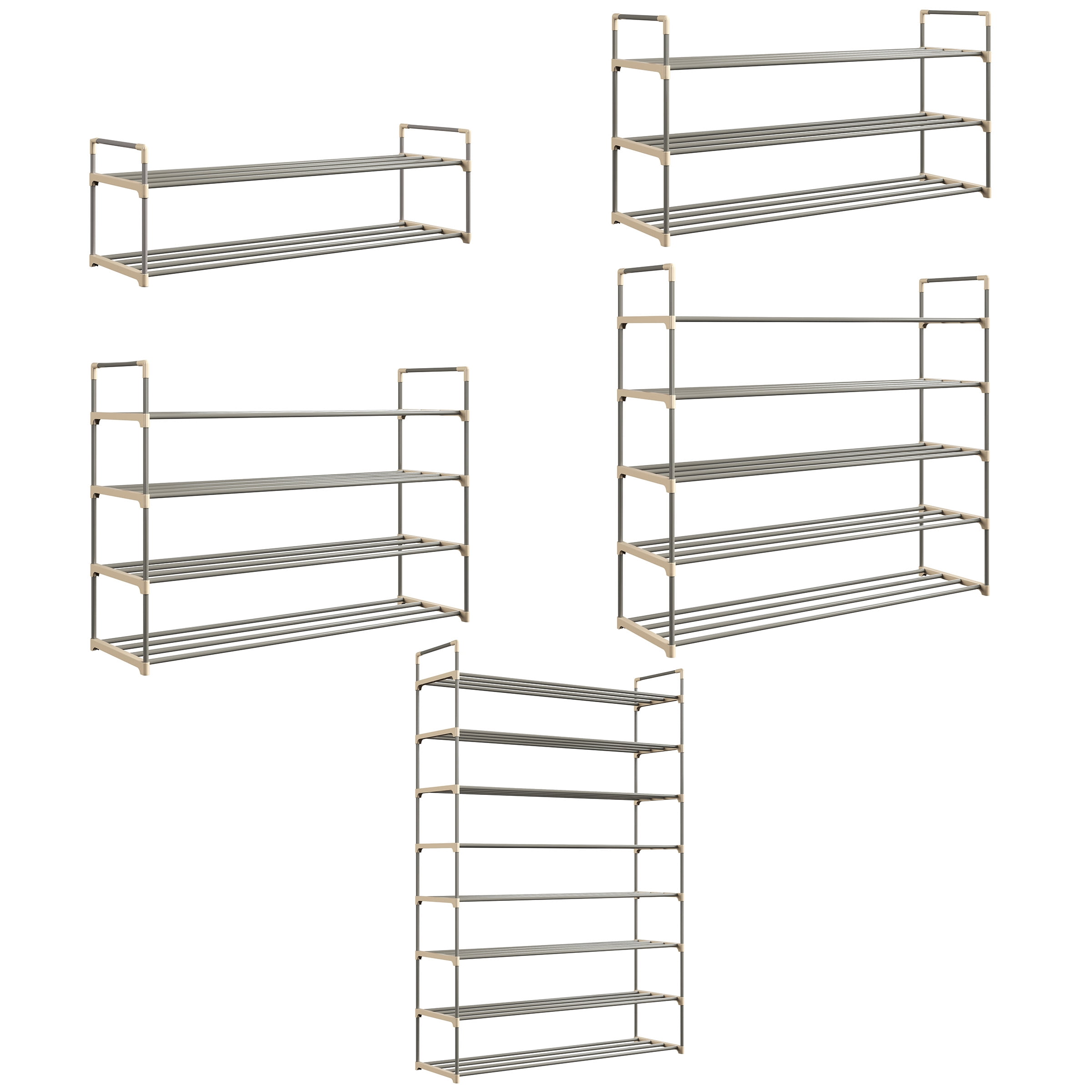 Somerset Home 3-Tier Stackable Shoe Rack Organizer - 40.9"x21.2" Shoe Shelf Organizer for 15 Pairs Sneakers, Heels, Boots (Gray)