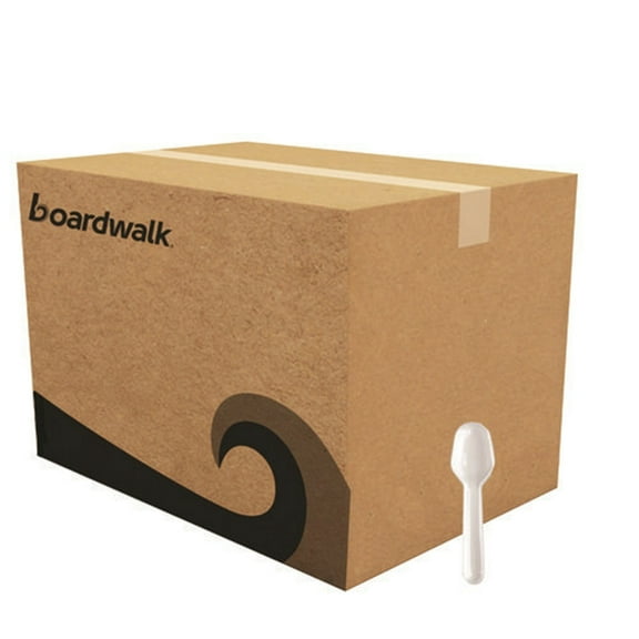 Boardwalk BWKTASTERSPOON Heavyweight Polypropylene Tasting Spoon Cutlery - White (3000/Carton)
