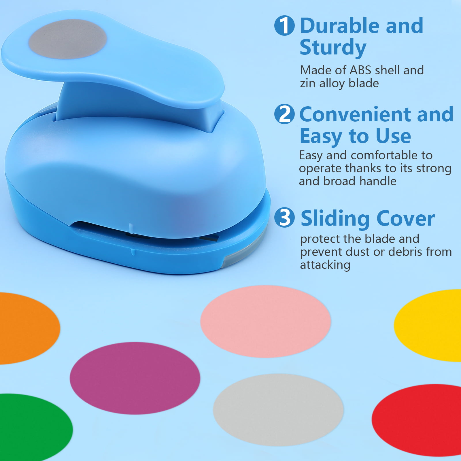 3 Pcs Circle Punch 1-Inch 1-1/2-Inch 5/8-Inch Paper Punchers Scrapbook Crafts Paper Punch