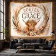 thumbnail image 6 of Highland Cow in Botanical Wreath with Inspirational Text, Boho Style for Farmhouse Decor Lovers, Bohemian Wall Art, Back to School Gift, Tapestry Wall Hanging for Bedroom, Living Room and Dorm, 6 of 7