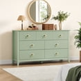 thumbnail image 3 of Commode Cannelée de 54 Pouces de Large à 7 Tiroirs avec Poignées Dorées, Armoire de Rangement Moderne en MDF pour Chambre, Salon, Entrée, Meuble Multimédia Polyvalent, Meuble Télé, Organisateur, 3 of 7