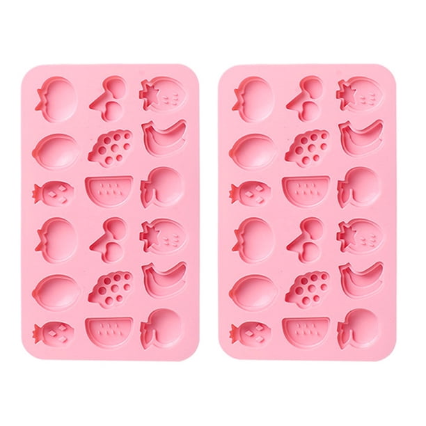 Molde de silicona para fondant con tema de fruta 2 piezas molde de cubo de hielo molde de chocolate para el hogar