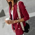 thumbnail image 2 of Women Workoffice Suit Solid Color Blazer Button Down Fitted Outwear Single Breasted Fashion Jacket V Neck Cardigan Pockets Professional Overcoat, 2 of 6