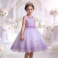 thumbnail image 7 of qucoqpe Kids Ruffle Puffy Dresses Princess Lace Tulles Bow Pleated Formal Party Birthday Wedding Mini Flowers Girl Dresses, 7 of 7