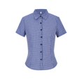 thumbnail image 2 of Odbmxy Collared Plus Size Shirts for Women Short Sleeve Summer Womens Tops Slim Blue Tunic Plaid Casual Business Button Tops, 2 of 4
