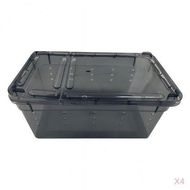 Milaget 4 Pcs Terrarium Vivarium pour Reptiles Cage de Reproduction pour Tortues Noir