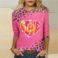 thumbnail image 2 of Goodeals Valentines Day Shirts for Women Plus Size Blouses Love Heart Graphic Tees Soft Comfy /4 Length Sleeve Pullover Top Crewneck Loose Tunic Tees(Pink,XXXXXL), 2 of 5