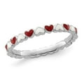 thumbnail image 1 of Bague Coeur en Émail Blanc and Argent Sterling Rouge, 1 of 4