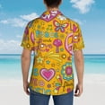 thumbnail image 6 of Easygdp Peace Love and Dove Flower Power Men's Hawaiian Shirts Print Lapel Short Sleeve for Beach, vacation, party, casual occasions - 3X-Large, 6 of 9