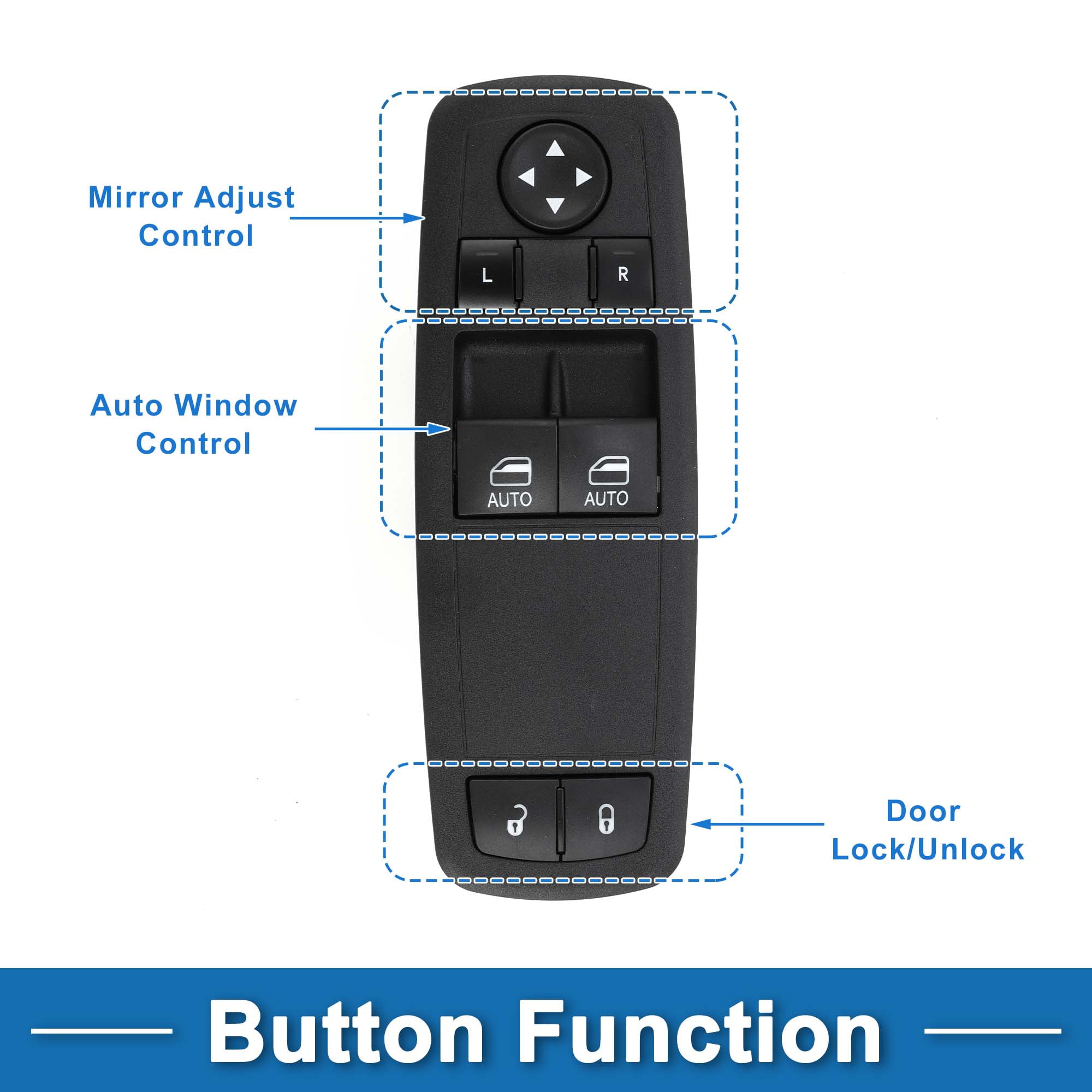Unique Bargains Power Window Switch No.68148893AA for Ram 1500 2500 3500 2013-2018 Black
