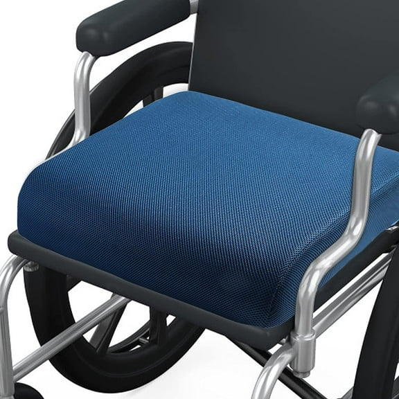 Thick Memory Foam & Gel Seat Cushion, 18"X16"X4" Large Chair Cushion for Wheelchair Mobility Scooters, with Non-Slip Bottom and Carry Handle (Blue)