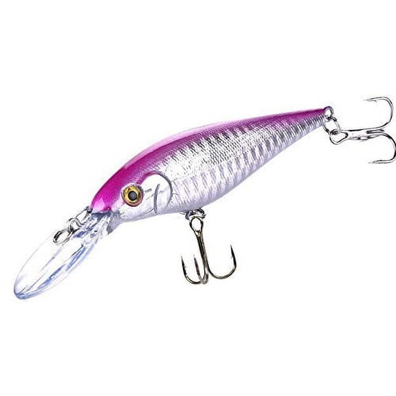 Art Attack Minnow Fishing 4.33" Lure, Purple Silver Fire Tiger, Jerkbait Deep Swim Wobbler