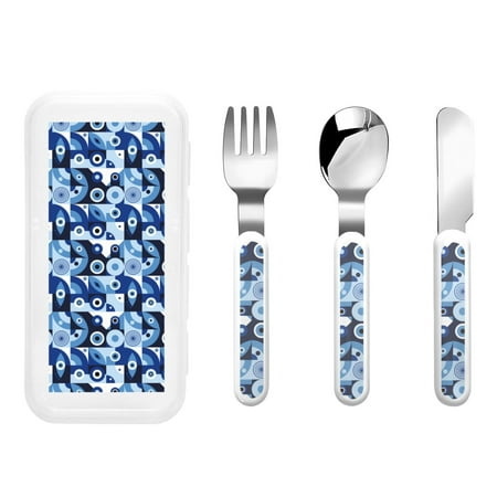 

Lukts Evil Eye for Children s Knife Fork and Spoon Three-Piece Set Stainless Steel Children and Toddler Safety Cutlery with Outer Box
