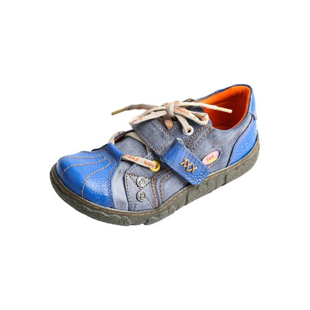 

TMA EYES Hand Stitching Leather and Washed PU Leather Flat Women s Shoes with Plus Size