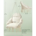 thumbnail image 5 of Hammock Chair with Large, Thick Cushion, Boho Swing Chair for Bedroom, Patio, Balcony, Garden, Holds up to 264 lb, Accessories Included, Cream White, 5 of 7