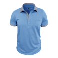 thumbnail image 6 of Domzest Mens Contrast Collar Polo Shirt Short Sleeve Button Up Golf Top with Placket Chest Pocket Light Blue XL, 6 of 7