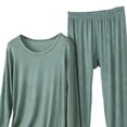 thumbnail image 4 of Plus Size Women's Round Neck Long Sleeve Pajama Set Nightwear Sleepwear Loungewear, 4 of 5