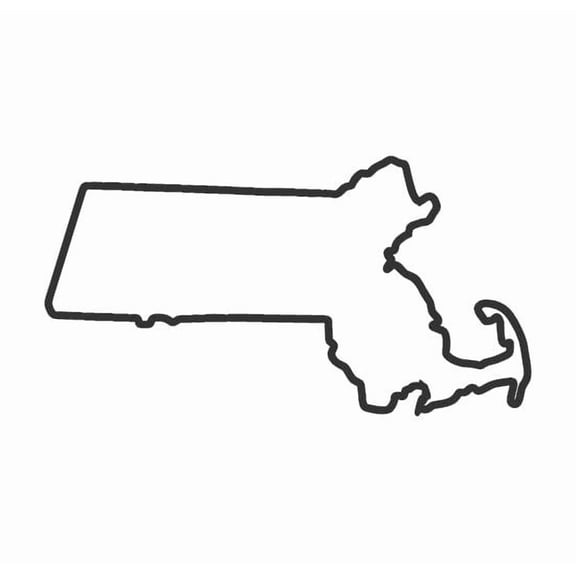 State Map Outline Massachusetts Vinyl Decal Sticker UV & Waterproof Bumper Window Laptop Automotive Water Bottle Gift accessories – BLACK 5"