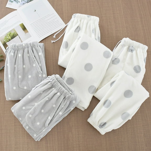 Women's Winter Lounge Pants with Soft Thermal Lining and Pockets Comfortable Warm Home Wear Trousers